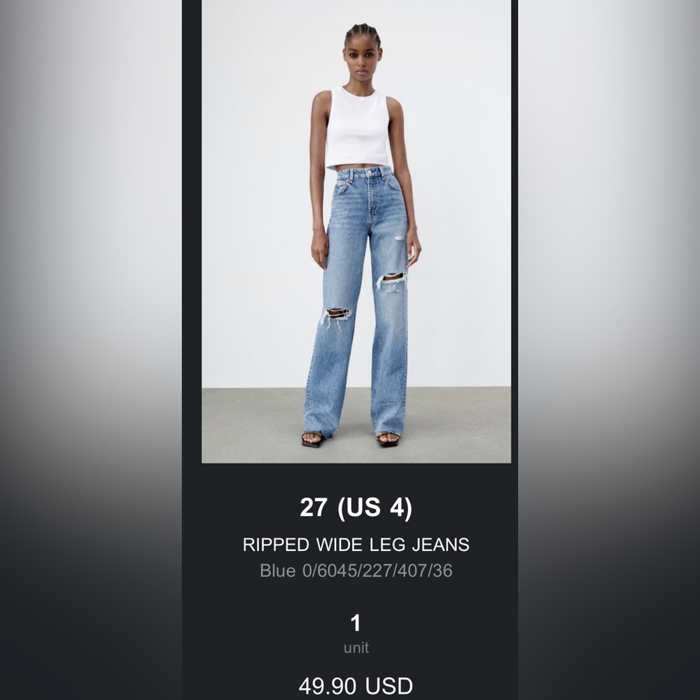 Zara ripped wide leg leans
